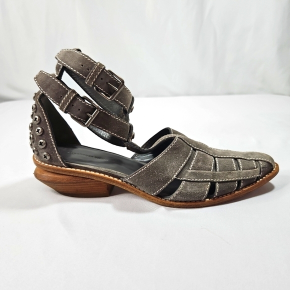 Alexander Wang Gray Studded Ankle Strap Gladiator Sandals Size 37 - Picture 2 of 8